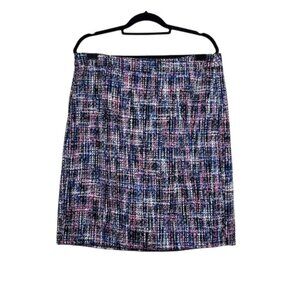 Loft Womens Blue Pink Tweed Mini Skirt Size 14 NWT